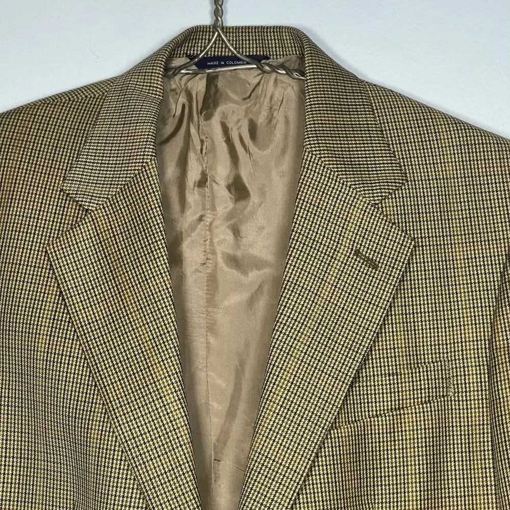 Vintage 90s Nautica Houndstooth Sports Coat Mens Size 41R Pure Wool Blazer